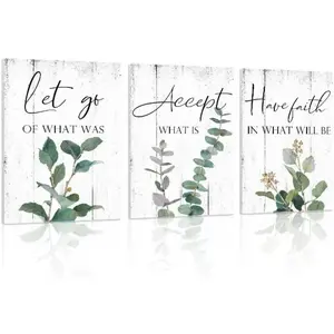 Inspirational Quotes Office Wall Decor: 3 Piece Office Pictures Positive Affirmations Wall Decor,White Motivational Posters Prints,Stay Positive Work Hard Make It Happen Wall Art 12" X 16"