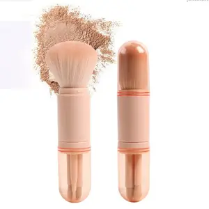 4 in 1 Mini Cute Makeup Brush Travel Makeup Brushes Set Retractable Professional Foundation Blending Powder Eye Shadow Brush for Pink blusher cosmetic tool