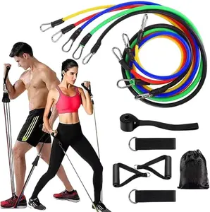 11pcs Resistance Band Set for Home Gym – Heavy Duty Exercise Tube Bands with Handles, Full Body Workout Bands with Door Anchors for Strength Training, Yoga, Pilates, Physical Therapy