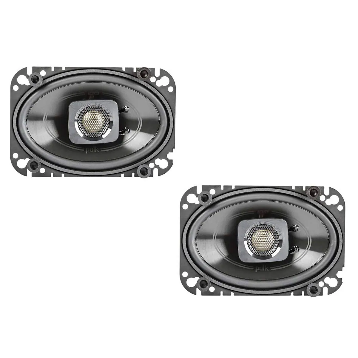 Polk Audio DB462 DB+ Series 4-in Coaxial Car Stereo Speakers, 2-Way 150W 4-Ohm Impedance, 50-22kHz Distortion-Free Response, Polypropylene Woofer Cone, 3/4-in Silk Dome Tweeter, Easy Car Audio Installation for Marine/ATV, High-Quality Music Output, Easy M