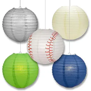 Seattle Pro Baseball 14-inch Paper Lanterns 5pc Combo Party Pack - Navy Blue, Silver, Green, Yellow & Cream