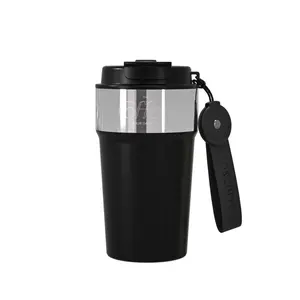 316 Stainless Steel Insulated Cup 500ml Classic Black Portable Double-Walled Coffee Mug with Strap Premium Christmas Gift Drinkware Flasks Tumbler Bottles holding cups termo para café