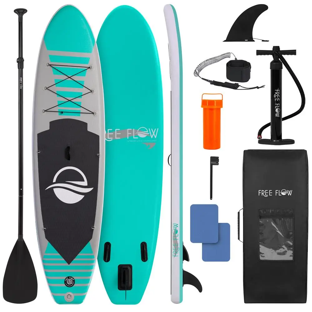 Teal Inflatable Paddle Board, 10.5' Drop Stitch SUP for Adults & Children, Portable Kit with Pump & Bag for Lakes and Rivers