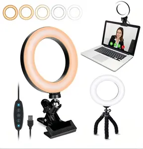 Video Conference Kit, Ring Light Clip on Laptop Monitor with 5 Dimmable Color & 5 Brightness Level for Webcam Lighting/Zoom Lighting/Remote Working/Self Broadcasting and Live Streaming, etc.