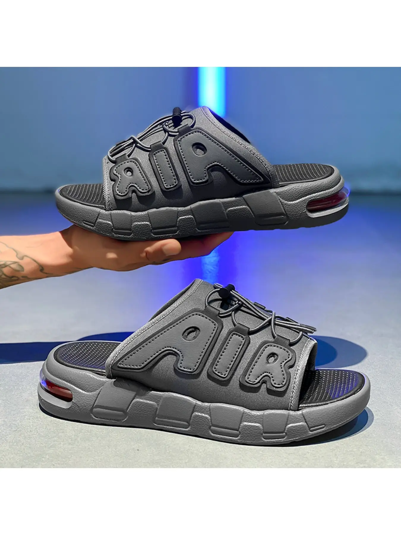 Summer Men's Slippers Suitable for Daily Wear Thick Sole Cool Sandals Casual Air Cushion Slippers, Comfortable and Stylish Footwear Slide Sneaker Slippers, Casual Slipper Shoes