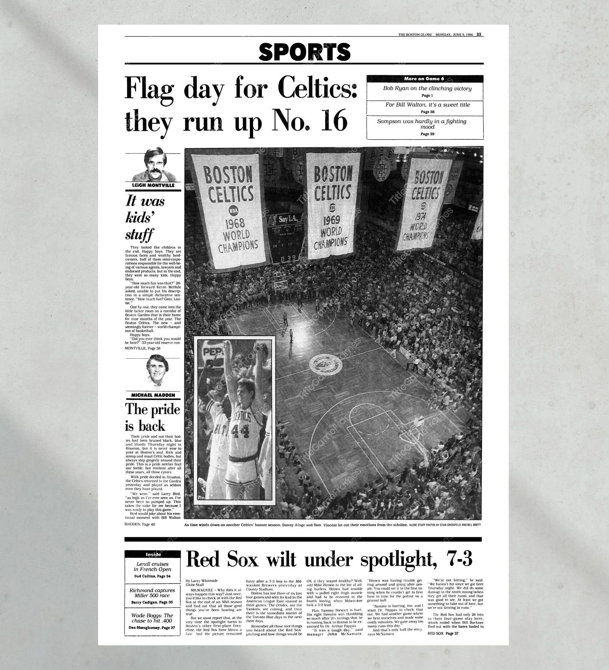 1986 Boston Garden Celtics Championship Banner Unframed Poster