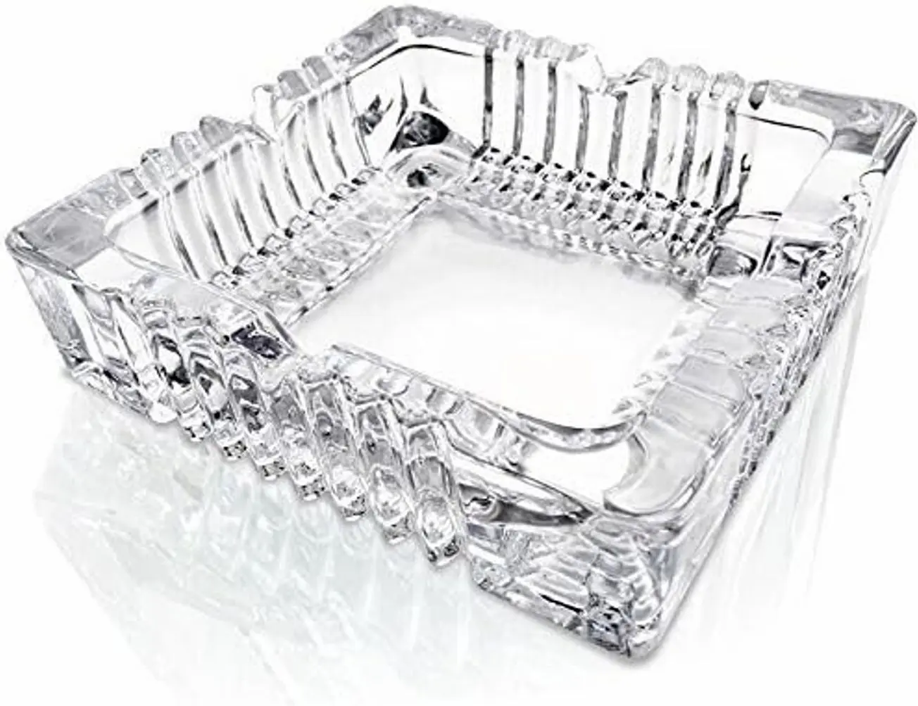 No. 2049 Crystal Heavy Glass Ashtray for Indoor and Outdoor Decorative (Square)