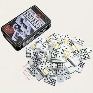 55-Piece Ivory Dominoes Set, Interactive Board Game Dual-Sided Style, Compatible Train Domino Cards, Perfect for Family Fun