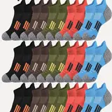 Men's Colorblock Ankle Socks, Casual Athletic Sportswear Activewear Moisture Wicking Socks, Soft Comfy Breathable Socks for All Seasons Daily Wear, Sweat Wicking Socks, Breathable Polyester Socks