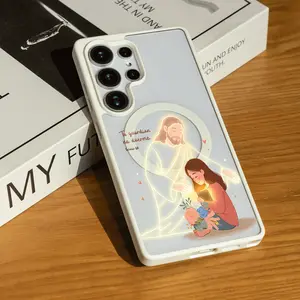 Jesus Guardian Floral for SAMSUNG S22/S23/24/25/ULTRA/PLUS  Matte Magnetic Phone Case Matte texture Precise alignment Acrylic Wireless