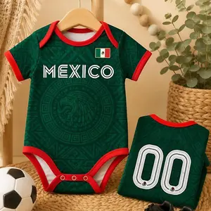 Personalized Mexico Baby Bodysuit | Custom Name Soccer Baby Outfit | Mexico Football Fan Gift | Newborn Sports Jersey Onesie