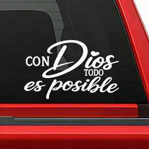 Con Dios Todo es Posible 2PCS Car Sticker  – Holographic Religious Faith Vinyl Decal