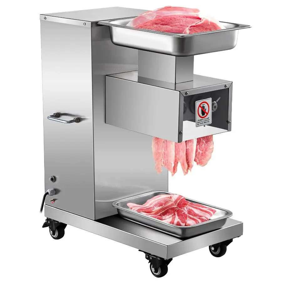 【Summerfinds】 VEVOR 110V Commercial Meat Cutter Machine 1100LB/H Electric Meat Cutting Machine 750W Commercial Meat Slicer 3mm Blade Restaurant Food Slicer Stainless Steel For Kitchen Restaurant Supermarketdealsforyoudays