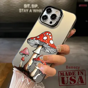 Mystical Red Mushrooms Pattern Phone Case for iPhone 15 16 14 Pro Max 13 12 11 XR XS Plus E Shockproof Drop Protection Durable PC Smartphone Cover Cellphone Protective
