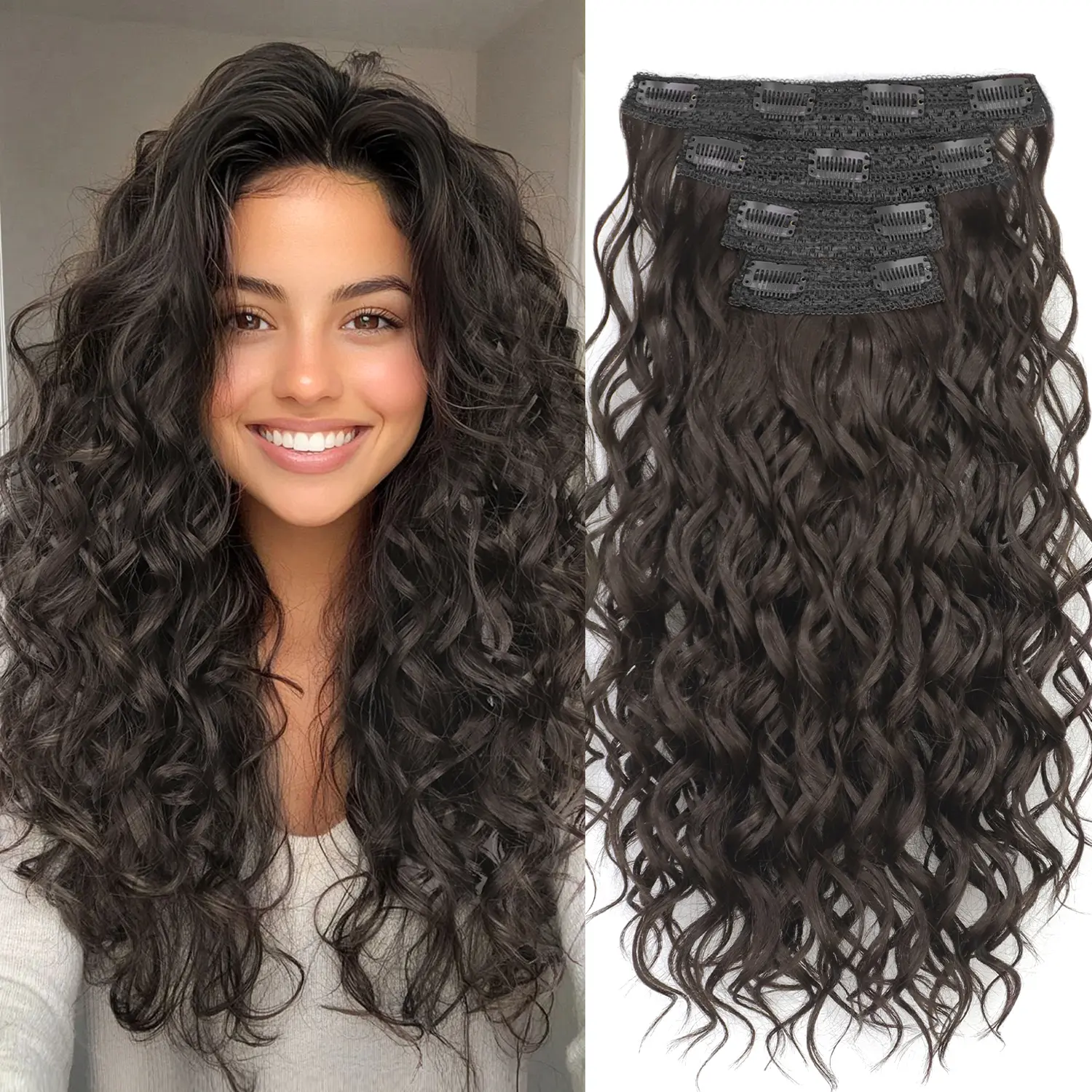 AISI HAIR 26in Soft Heat-Resistant Synthetic Wig - Long Grey Waves, Adjustable Cap, Clip-In Hair Extensions for Girls’ Daily Wear, Dancing, Graduation, Running, Clip Hair Extensions, Secure