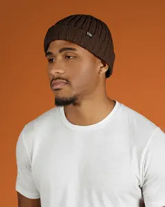 Brown Short Satin Lined Beanie