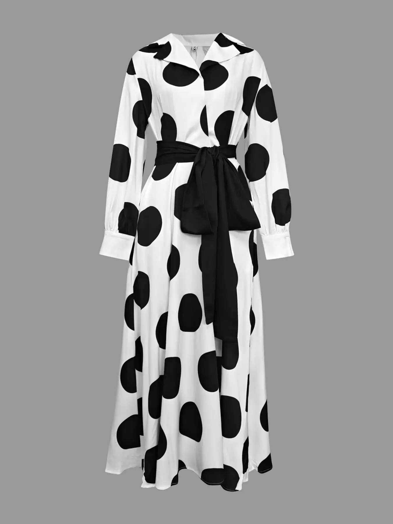 Women's A-Line Long Sleeve Polka Dot Belted Maxi Dress, Casual Summer Fashion, Elegant Pocket Design, Perfect for Parties & Daily Wear - TikTok Shop Women's A-Line Long Sleeve Polka Dot Belted Maxi Dress, Casual Summer Fashion, Elegant Pocket Design, Perfect for Parties & Daily Wear - TikTok Shop