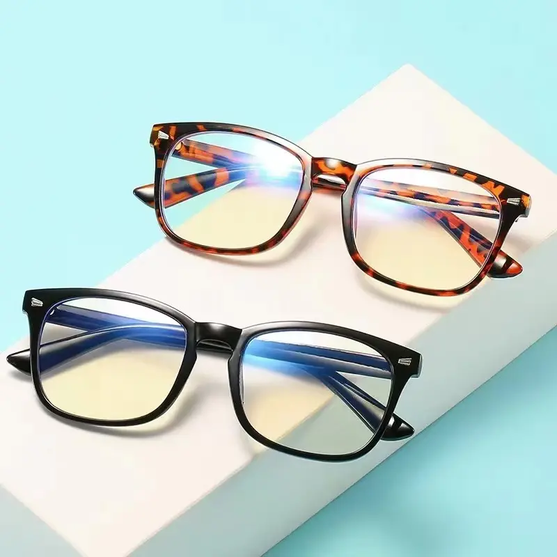 2 pair fashionable retro women's flat glasses blue light computer goggles anti-blue light glasses