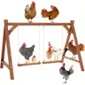 PETSFIT Wood 3-Bar Roosting Chicken Perch with 2 Swings, 50"x30"x34" Waterproof Outdoor Coop Toy for 6-8 Hens, Multi-Level Reinforced Stand, Develops Coordination, Encourages Natural Behavior, Easy to Assemble, Easy to Clean