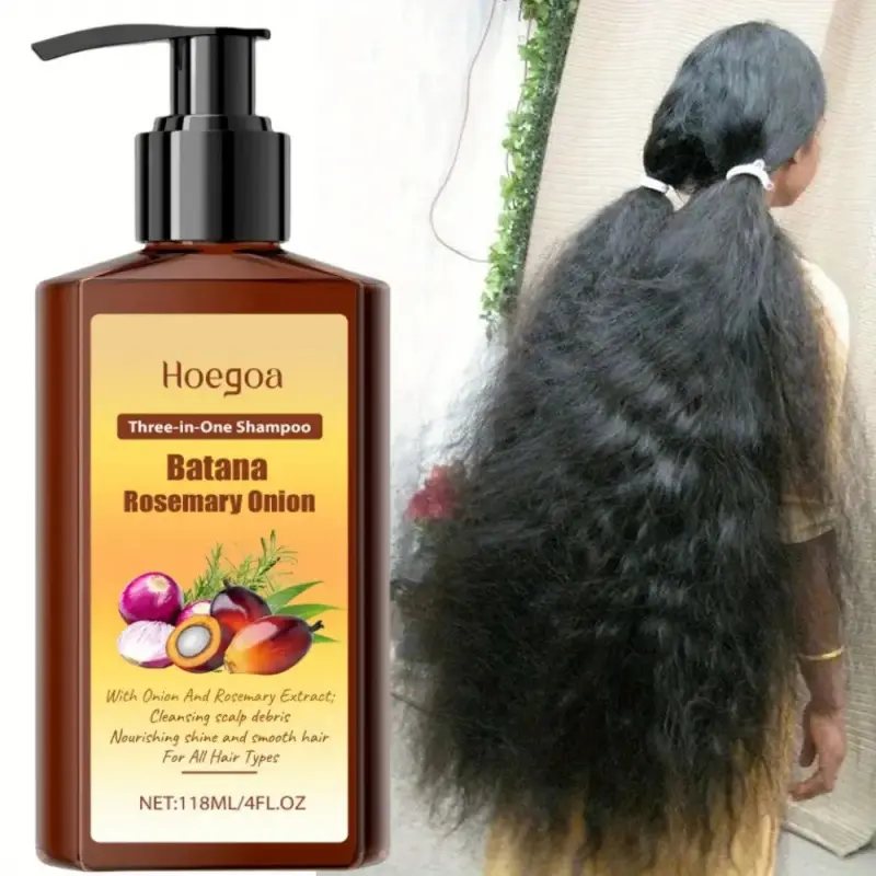 4.oz Batana Shampoo, Scalp Revitalizing Shampoo, Growth Shampoo & Serum - 3-in-1 Formula with Rosemary, Onion, Ginseng Extracts, Cleanses Scalp Debris, Nourishes & Shines Hair, Natural Ingredients for All Hair Types, Haircare Product, Herbal Onion Shampoo