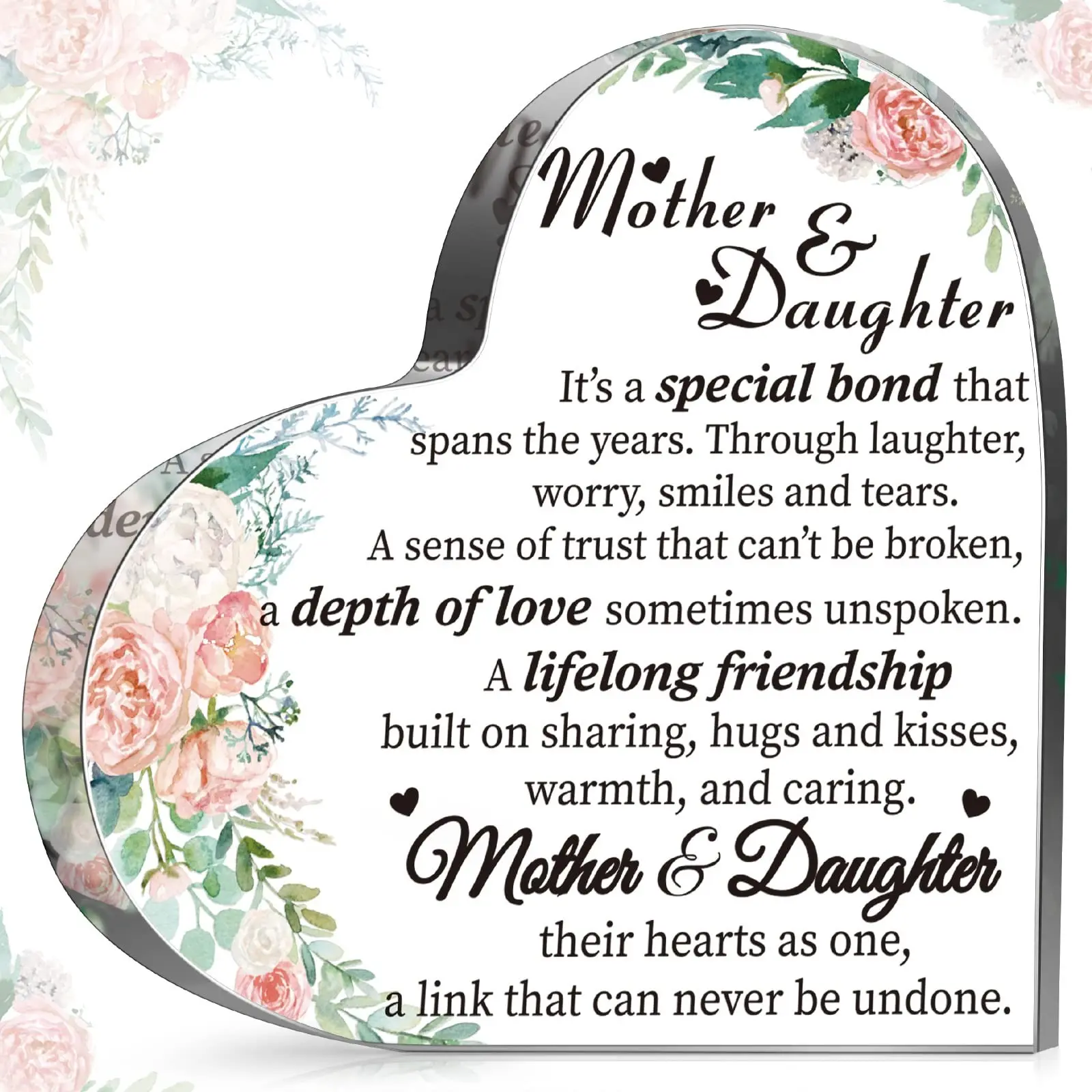 Acrylic Heart-Shaped Block Memorial Decorative Plaque Sign Decor, Home Decor Products, Perfect for Mothers' Day & Birthdays, Thoughtful Gifts for Mom, Universal Setting