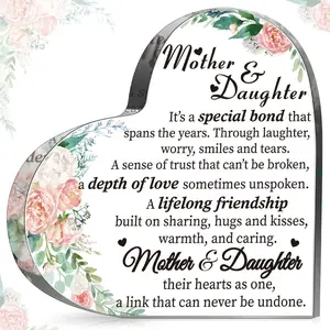 Acrylic Heart-Shaped Block Memorial Plaque Decor, Perfect for Mothers' Day & Birthdays, Thoughtful Gifts for Mom, Universal Setting