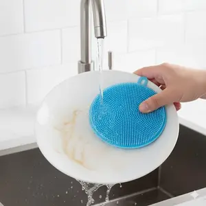 Silicone Kitchen Scrubber for Pots Pans Dishes, High Heat Resistant Durable Cleaning Brush, Reusable Sponge Replacement, Eco-Friendly Non-Scratch Scouring Pad, Multi-Purpose Dishwashing Tool for Home Dorm
