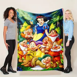 DISNEY CLASSIC Snow White and The Seven Dwarfs Printed Flannel Blanket Warm Soft Casual Warm Blanket Office Blanket Living Room Bedroom Multi-Purpose Blanket