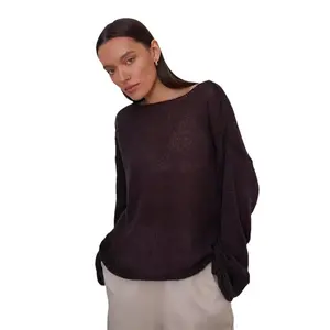 【Soft Mood】Women's Solid Crewneck Sweater - Soft Knitted Fabric, Loose Fit, Minimalist Style for Winter Fashion, Casual Long Sleeve Jumper for Daily Wear, Basic White Knitwear Tops