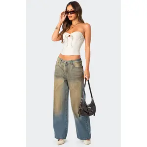 Edikted Women's Muddy Washed Low Rise Jeans