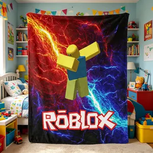 Customized Name Soft Funny Throw Blanket Roblox Blanket Cozy Lightweight Plush Portable Cover Blanket Christmas, Multiple blankets, Suitable for all four seasons, Suitable for all four seasons, Suitable for giving to fans, friends and children