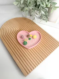 Concha Heart Tray Trinket Desk Organizer For Crafts & Office Space Organize Small Parts Paper Clips Beads Rhinestones Charms & Jewelry Pieces