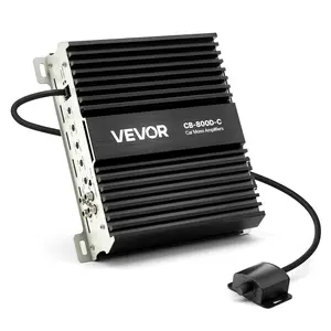VEVOR Aluminum 1-Channel Class D Monoblock Car Amplifier, 800W RMS MAX, 1/2/4 Ohm Stable, with Control Cable, Remote Subwoofer Level Control, Low Pass Filter, Bass Boost, Phase Shift, Volume Controller, Low Distortion