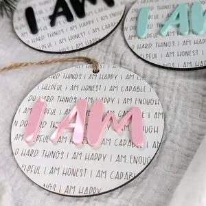 Daily Affirmation Ornament - I Am Enough - Self Love Gift for Daughter or Son Hangable Decoration