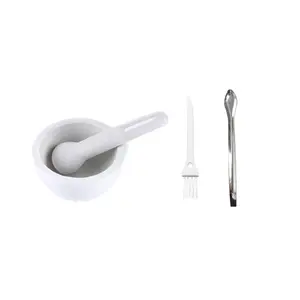 3.2inch Ceramic Mortar and Pestle Set, Pill Crusher Spice Crusher, Ceramic Mixing Grinding Bowl Set Including Brush and Spoon