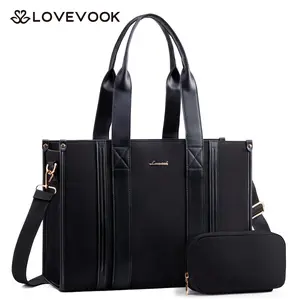 【NEW IN】LOVEVOOK Laptop Bag for Women Large Waterproof Canvas Work Tote Bags with Clutch Purse for Business Travel College Casual