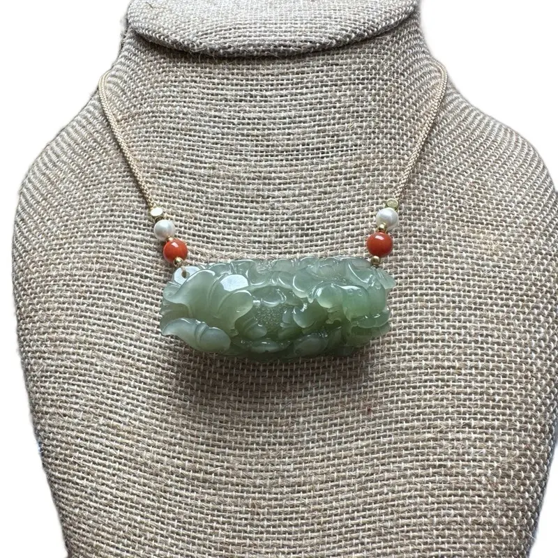 Certified Natural Nephrite Jade Pendant Necklace | Fine Carving | Elegant & Timeless