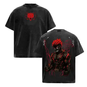 Might Guy Rock Lee Naruto Shippuden Vintage Washed Heavy Cotton Oversized Anime Manga T-Shirt, Shinobi Duo Bootleg Graphic Tee, Y2K Aesthetic Retro Unisex Streetwear Gym Pump Cover Eight Gates Taijutsu Acid Wash Faded Otaku Gift TikTok Trend Men Sensei