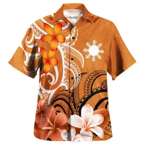 Hawaiian Shirt 2026 Philippines Filipinos Custom Personalised Hawaiian Shirt Polynesian Floral Spirit Orange, Tropical Print Button-Up #tiktokshop #spotlightfinds #viraloutfits #hawaiianshirt #aloha