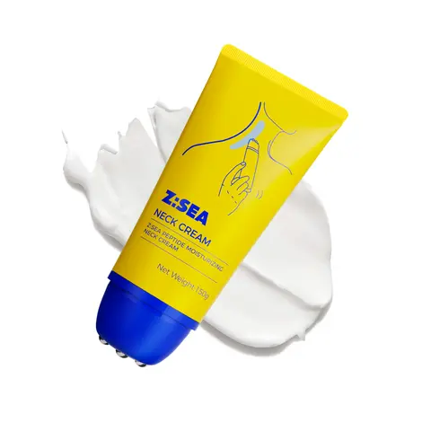 Z:SEA Peptide Neck Cream with Gua Sha Roller - 5.29 fl. oz. Anti-Aging Hydrating Moisturizer, Firming, Lifting, Boosts Radiance, Adults' Daily Care, All Skin Types, For Those Enhancing Neck Appearance