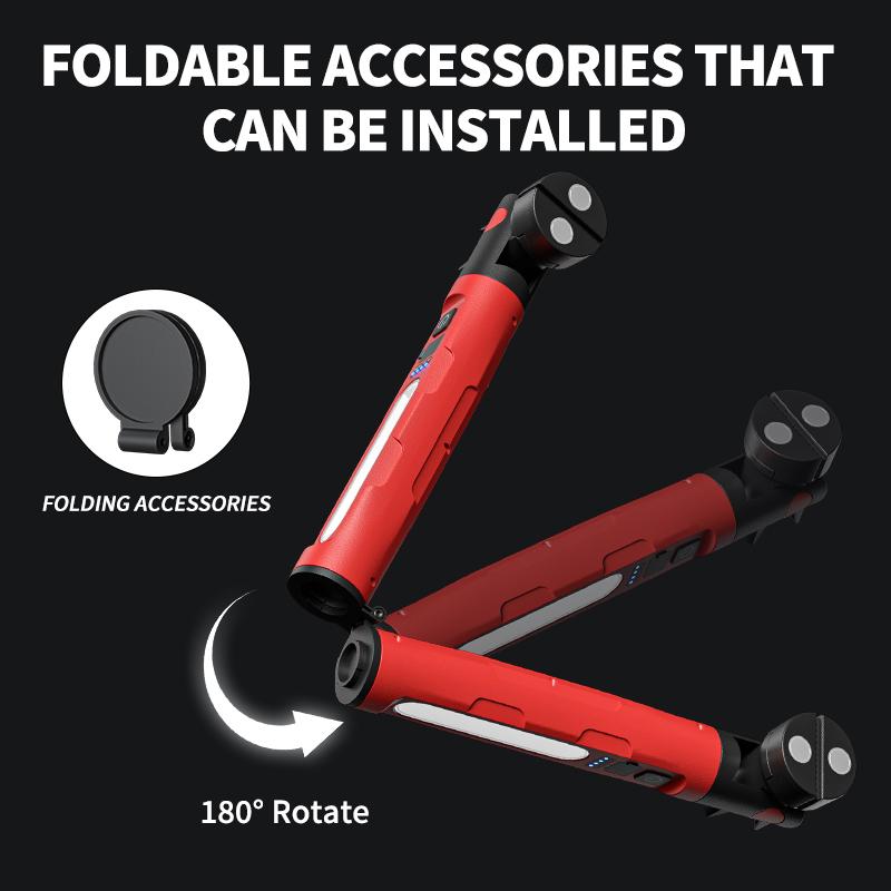 2-in-1 mechanical work light, 3000 lumens magnetic work light, rechargeable LED work light strip, portable wireless hood-under work light strip with hook, foldable design, suitable for maintenance workshops and emergency lighting