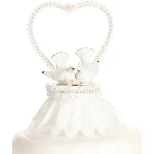 Cottagecore Nesting Turtle Dove Wedding Cake Topper - Bridgerton