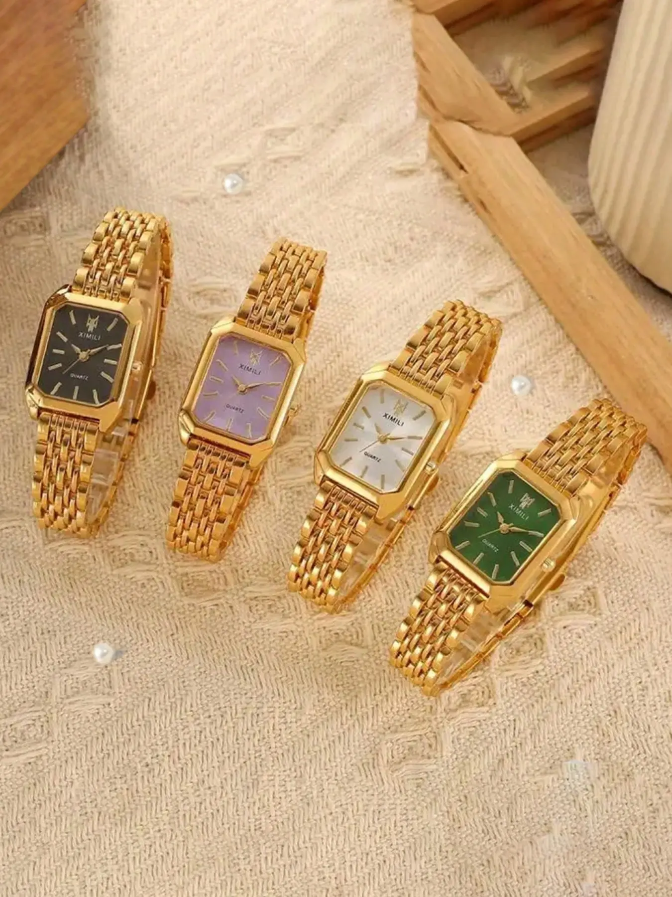 Luxury Women's Watch Set, Elegant Square Dial Quartz Analog Watch with Steel Band, Perfect Mother's Day Gift for Her