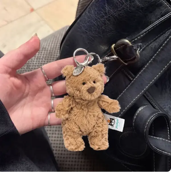 JELLYCAT Bartholomew Bear Plush Bag Charm, Soft Decorative Keychains, Fashion Jewelry Accessory for Women, Cute Gift for Handbags, Jewelry For Women, Fuzzy Keychain, Purse Charms