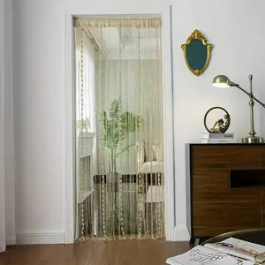 Bohemian Beaded Curtain, Bead Curtains, 1pc Bohemian Style Beaded Line Curtain, 200cm X 100cm, All-Season Fabric, Fluffy Lantern Ball Design