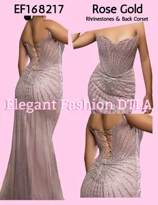 DTLA ✨Elegant Fashion✨ EF168217 ROSE GOLD Embellishments & Rhinestones Open Back