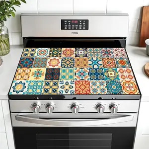 Moroccan Tile Pattern Non-Slip Rubber Grill Mat, Stove Panel Protector, Kitchen Decor, Multi-Purpose Cover for Oven, Washer, Dryer