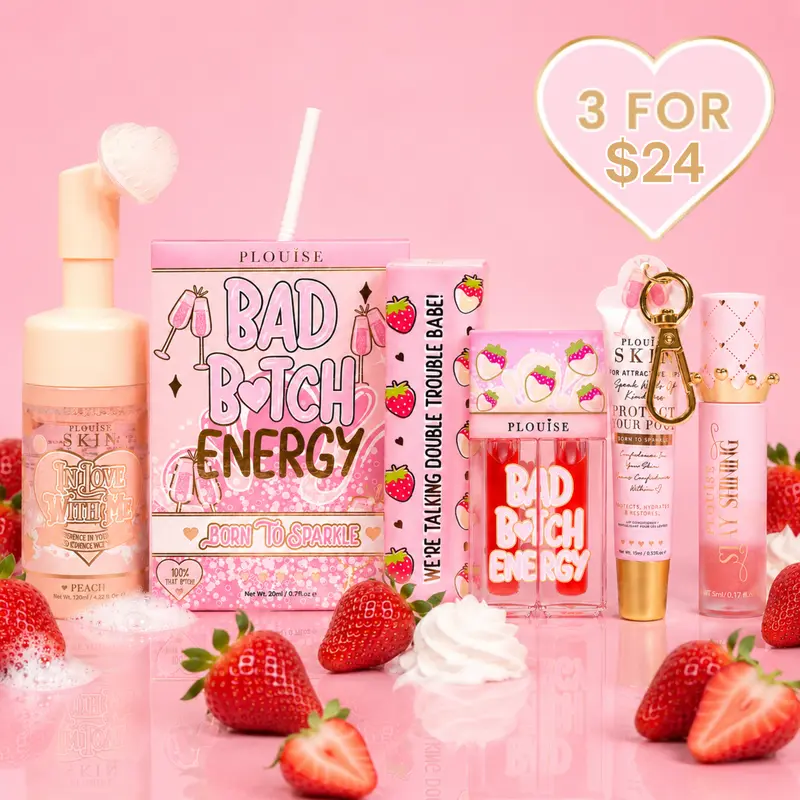P.Louise 3 For  Beauty Saver Mix & Match Set with Lip Base, Bad B*tch Energy Lip Duo, Cut Carver Makeup Remover, Double Oil