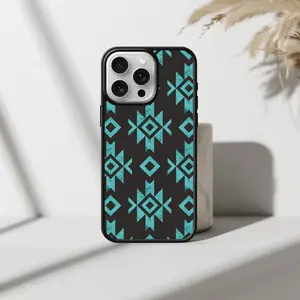 Trendy Turquoise Aztec-Inspired Phone Case for iP Phone 17 - 15 Pro Max, 14, 13, 12, 11, X ProPlus Series  Southwestern Geometric Boho Vib
