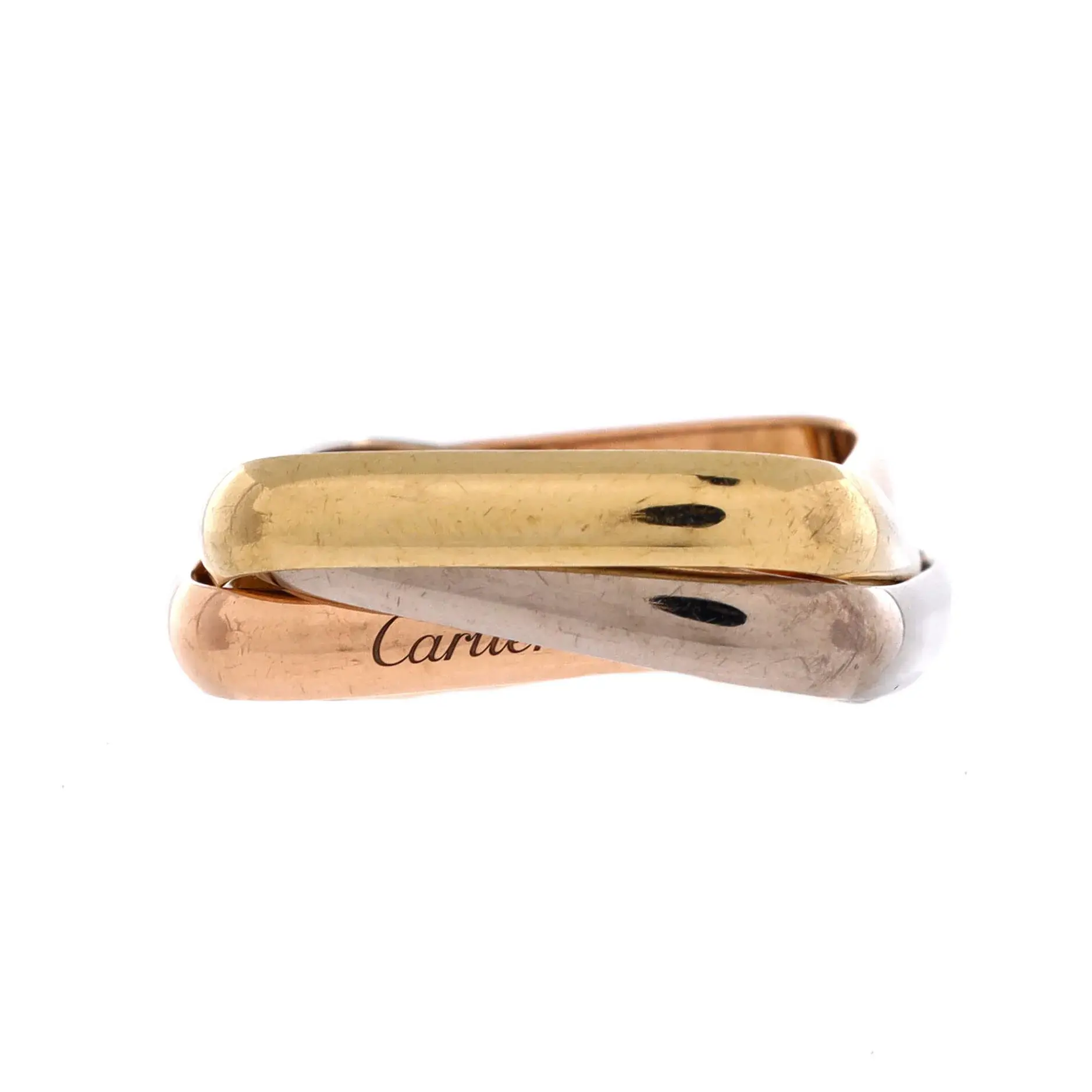 Pre-owned Cartier Trinity Cushion Ring 18K Tricolor Gold Medium by Rebag